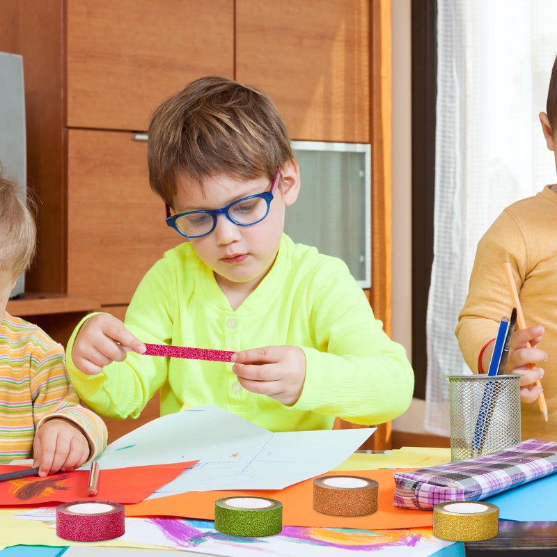 Whaline 4 Rolls Fall Washi Tape Masking Tape Set Metallic Glitter Decorative Wrapping Paper Tapes for Autumn Thanksgiving Scrapbook Journal DIY Art Crafts - Image 5